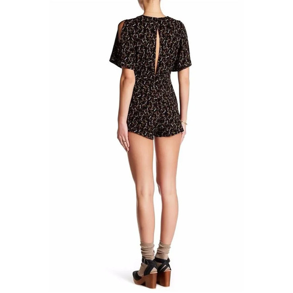 Free People Meet Virginia V-Neck Printed Romper Black Combo Size M Boho Chic - Picture 5 of 12